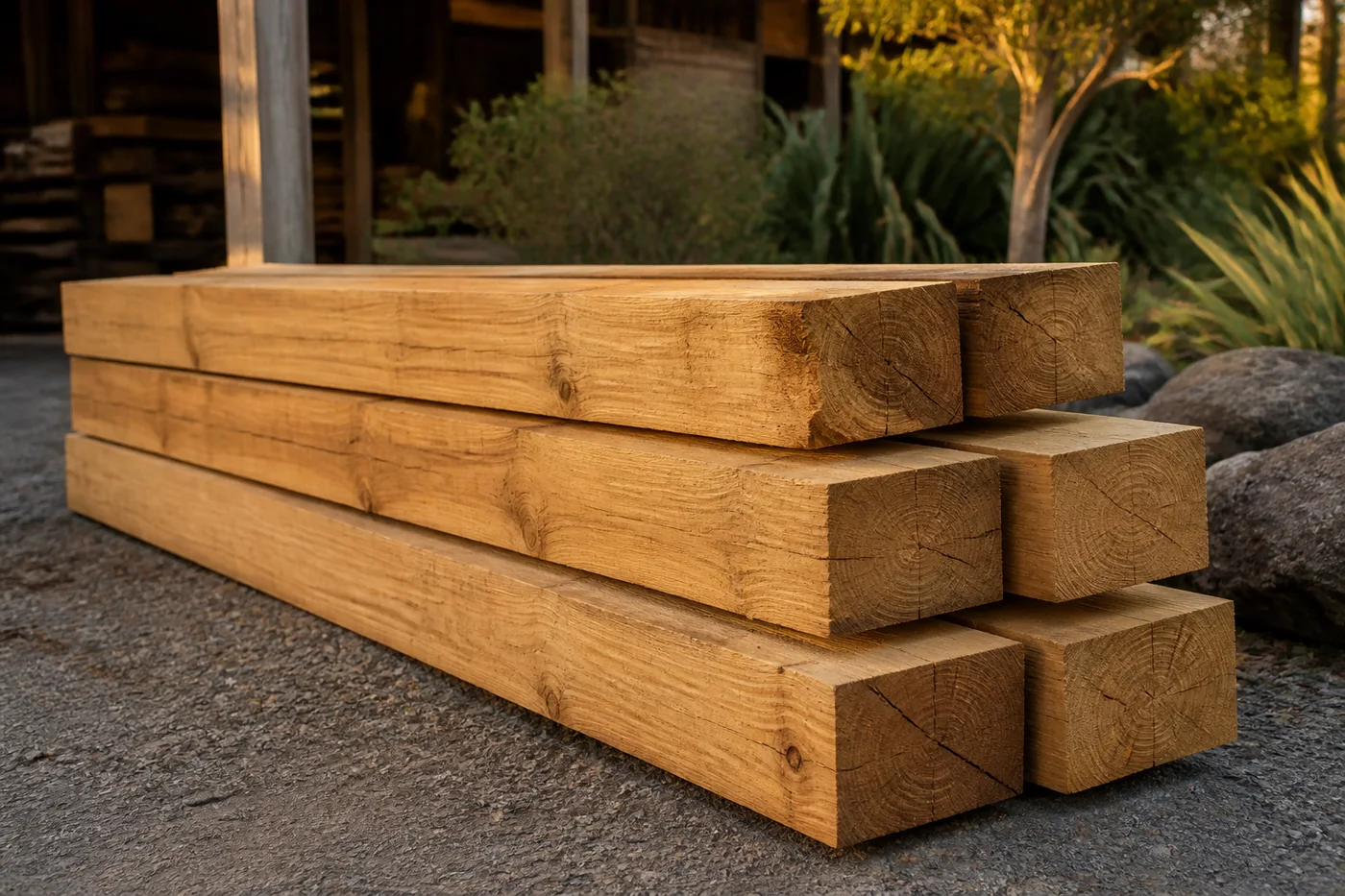 Macrocarpa Sleeper photographed in a timber merchant yard