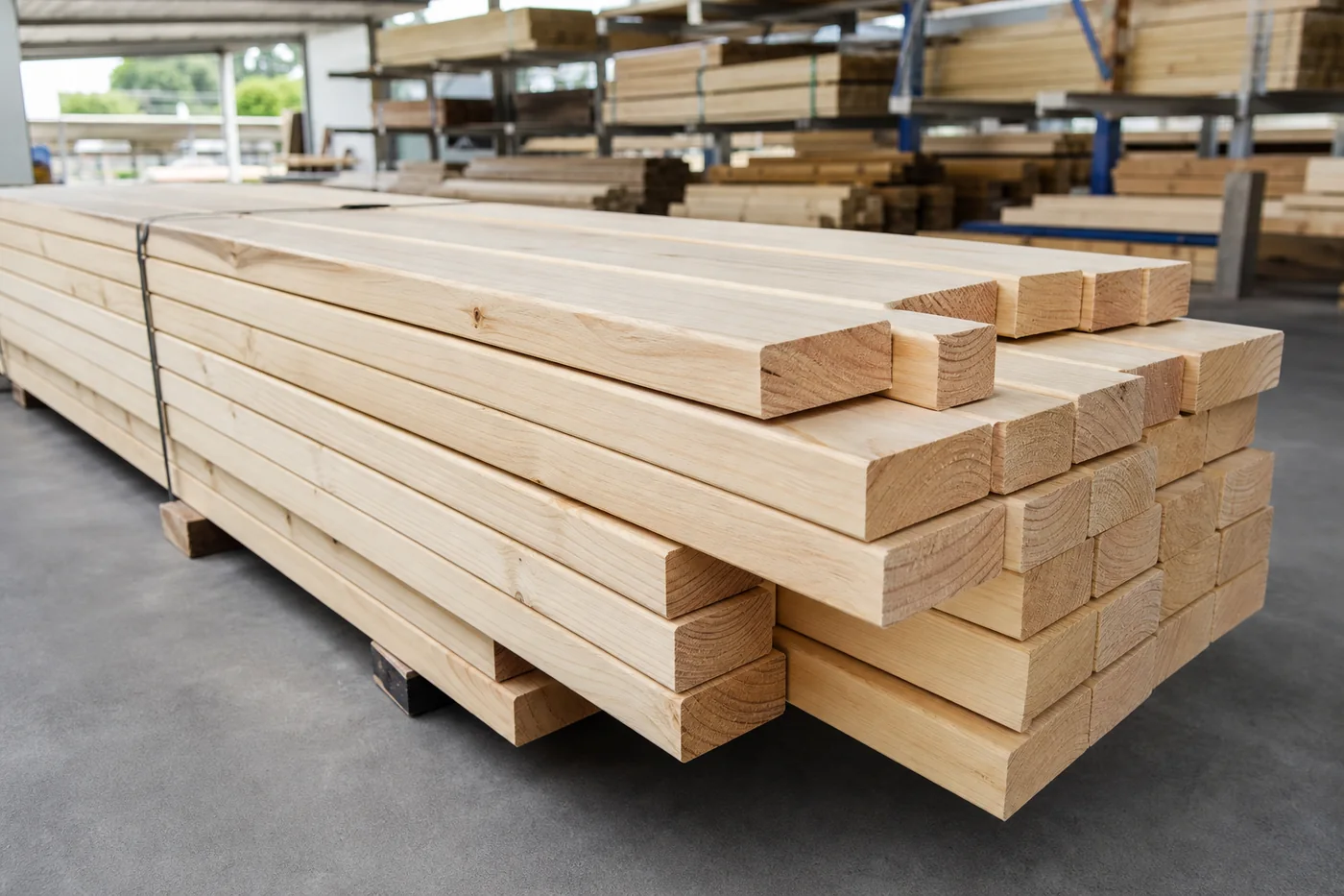 SG8 Structural Timber photographed in a timber merchant yard
