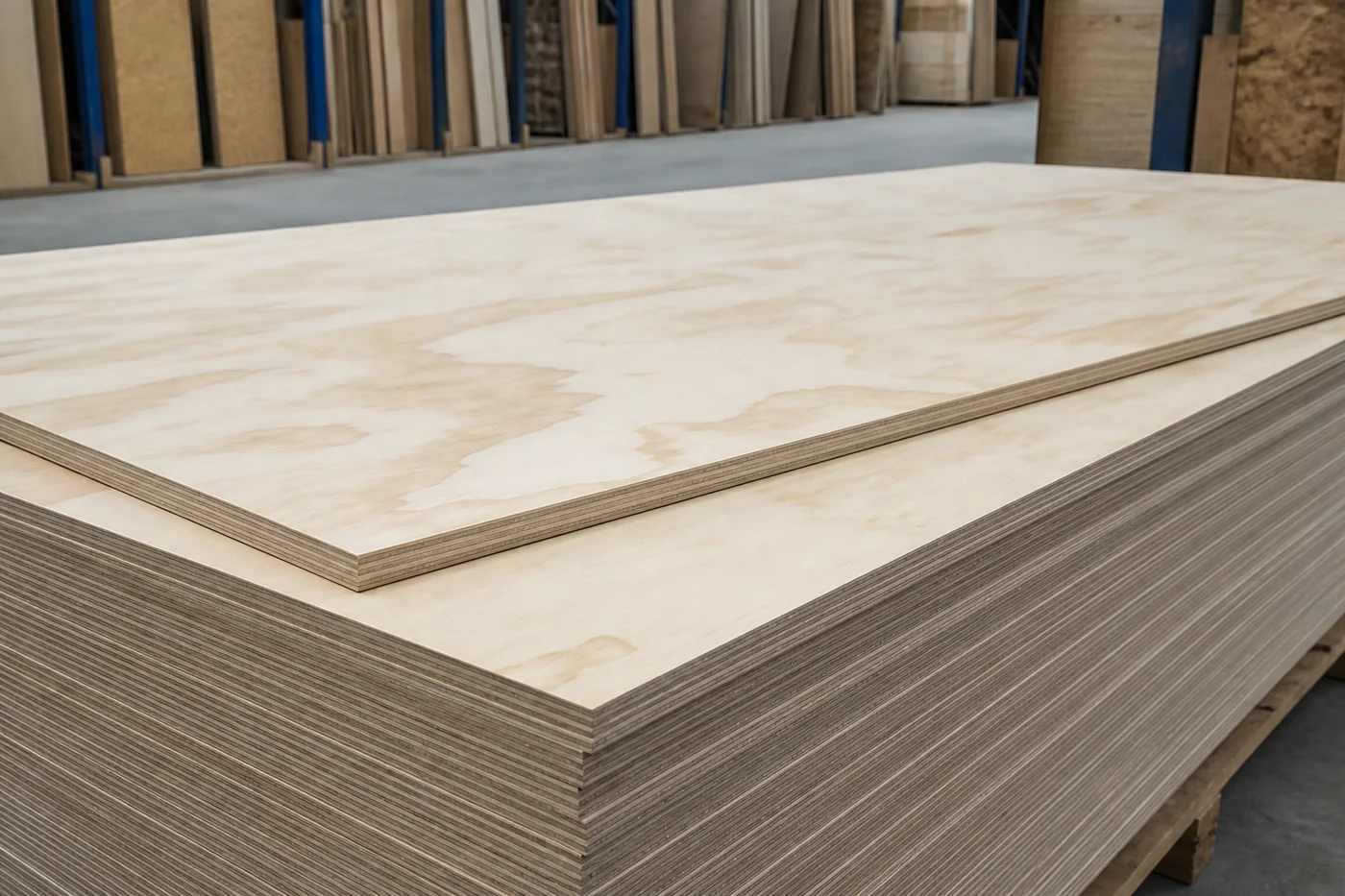Structural Plywood photographed in a timber merchant yard